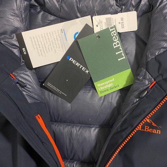 LL BEAN Waterproof Ultralight Goose Down Hooded Jacket - Men's Medium - NWT - Picture 5 of 5